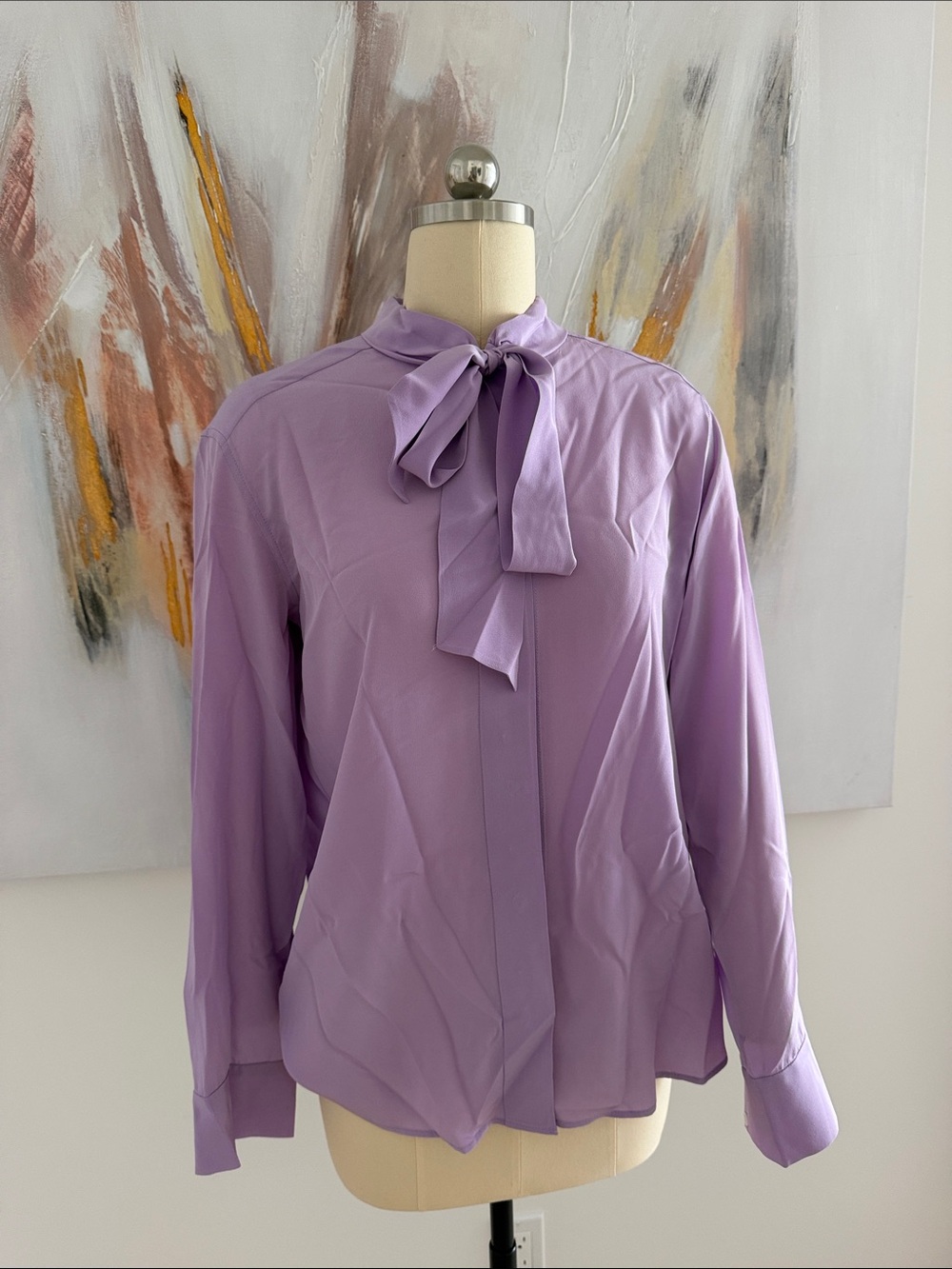 Women's Lavender Tie-Neck Blouse